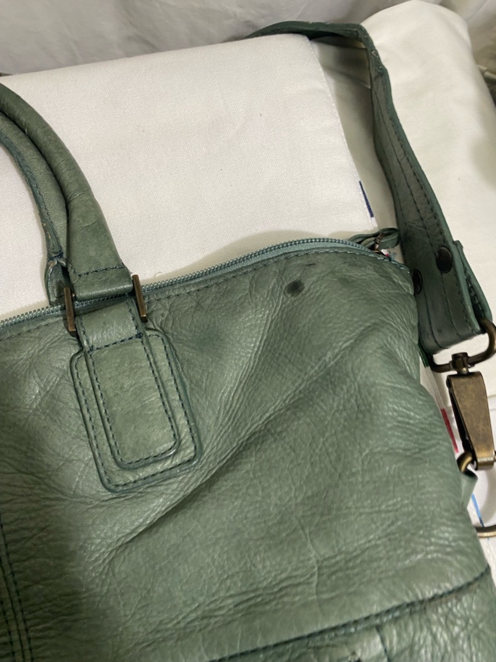 Maurizio Taiuti Sage Green Leather Crossbody Tote - Picture 9 of 15